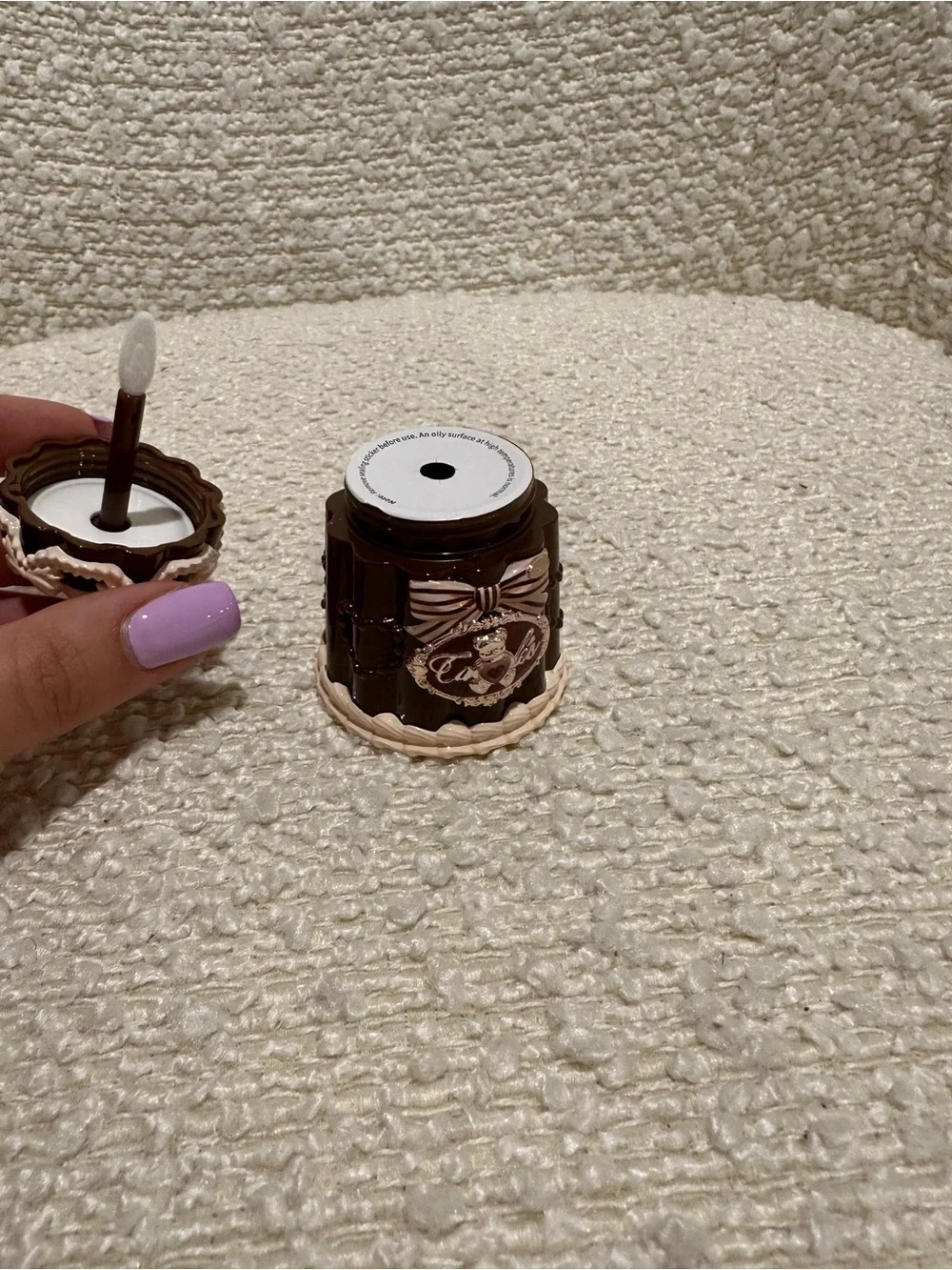 Chocolate Brown Key Charm with Pink Trim